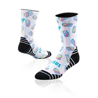 Chaussettes de sport de course à pied à sublimation à 360 degrés au design personnalisé Chaussettes de cyclisme à impression numérique sans couture