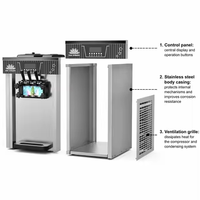 Machine à crème glacée molle professionnelle à trois buses, modèle 168, 110V, en acier inoxydable, équipement de service de crème glacée molle