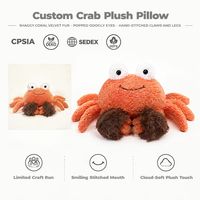 Peluche Crabe Personnalisée en Coton et Polyester Brodé, Tissu Ultra Doux, Anti-Stress, Noël, Unisexe, Vente Directe Usine, OEM ODM