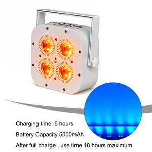 Igracelite Luce Par a LED 4x18W Alimentata a Batteria da 5000mAh con Telecomando IR WiFi Wireless Mini Uplight da DJ per Palco - Product Image 3