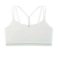 Soutien-gorge d'entraînement sans coutures pour adolescentes, bretelles doubles spaghetti, dos en V élégant, petit nœud décoratif, rembourrage intégré fixe, doux et respirant