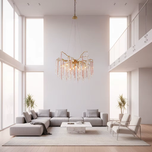 <span class=keywords><strong>Lampadario</strong></span> Moderno di Lusso in Ottone <span class=keywords><strong>a</strong></span> Forma di Ramo d'Albero con <span class=keywords><strong>Gocce</strong></span> di Cristallo Trasparente per Illuminazione Elegante di Soggiorno e Villa - Product Image 3