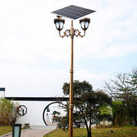 Lampadaire solaire vintage classique avec lampe LED pour allée de jardin, lampadaire solaire extérieur étanche IP65