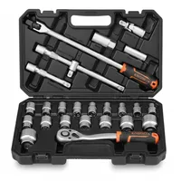 25PCS 1/2" Drive Ratchet Socket Wrench Set Mechanic Tool Kit with Case