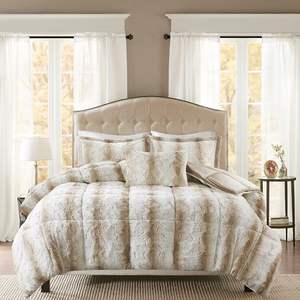 DB 4PC Faux Fur <b>Comforter</b> <b>Set</b> Soft Floral Solid Print for Home Wedding Hotel Hospital Available Queen King for Spring Winter - Product Image 3