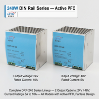 Alimentation électrique sur rail DIN 240W avec PFC actif, faible ondulation 80mV, 24V 10A, SMPS industriel pour contrôle PLC et servo