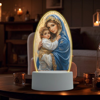 Mère de Dieu Jésus Vierge Marie Sauveur Lumière Chaude 3D UV Impression Acrylique LED Veilleuse Églises Chambre Meilleur Cadeau Lampe Religieuse