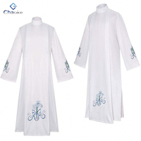 Stock disponible : Robe liturgique plissée pour prêtre catholique, vêtement d'église médiéval, robe de prière