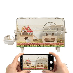 <span class=keywords><strong>Cage</strong></span> de luxe en acrylique transparent pour animaux de compagnie pour petits animaux 60 grandes villas à motif solide fermeture à bouton panoramique pour animaux de compagnie hamsters - Product Image 5
