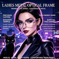 Monture optique élégante pour femme, style œil de chat, en métal, avec branches moulées avec précision, légère, à monture complète, en stock