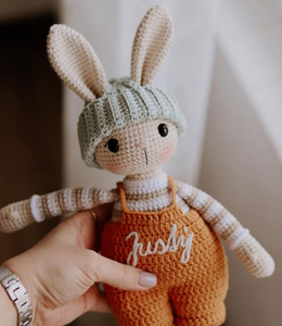 Conejito <span class=keywords><strong>de</strong></span> Orejas Largas Tejido a Mano al por Mayor con Lindo Sombrero y Ropa para Niños, Amigurumi <span class=keywords><strong>de</strong></span> Algodón, Regalos <span class=keywords><strong>de</strong></span> Cumpleaños para Niños - Product Image 2