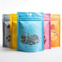 Sachet Mylar à fond gousset brillant imprimé numériquement, refermable avec fermeture éclair, résistant à l'humidité pour biscuits, avec trou de suspension