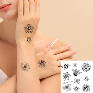 OEM forniture temporanee monouso per Body <span class=keywords><strong>Art</strong></span> nero bianco tatuaggio farfalla adesivi primavera fiore acqua trasferimento adesivo usa e getta - Product Image 2
