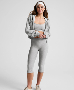 Eco Friendly Solid Color Bra Top And Mid-Rise Waistband Side Slit Classic Length Capri Pants <b>Legging</b> Sets for <b>Women</b> - Product Image 4