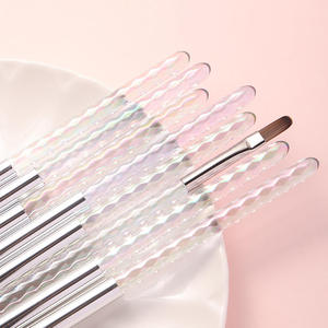 Aurora Diamond Shaped 10 Pack Acrylic Handle Nail Brush <b>Set</b> Precise <b>Crimped</b> Nylon Bristle Gel Construction Tool for Salon - Product Image 3