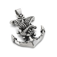 Collier Pendentif Ancrage Nautique Vintage en Acier Inoxydable pour Hommes, Bijoux Rétro Roue de Bateau et Crâne, Accessoires Cadeau en Gros