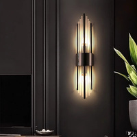 Lampu Dinding Modern Titanium Gold Kristal Pencahayaan Dalam Ruangan Lampu Dinding Kristal Logam E14 untuk Kamar Tidur dan Lorong