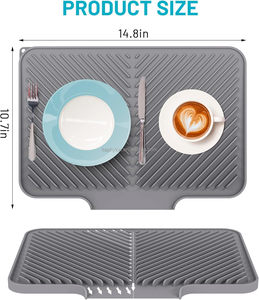 Tapis <span class=keywords><strong>de</strong></span> séchage <span class=keywords><strong>de</strong></span> vaisselle en silicone enroulable pour comptoir <span class=keywords><strong>de</strong></span> cuisine, avec drainage rapide, résistant à la chaleur, facile à nettoyer, multi-usages - Product Image 5