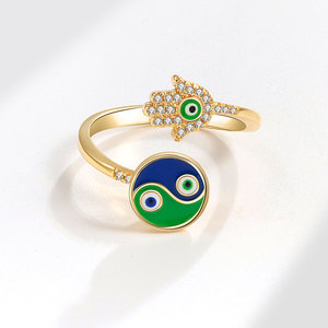 Wholesale Anti Stress <b>Ring</b> Colorful Zircon Copper Gold Plated Rotating <b>Adjustable</b> <b>Rings</b> Butterfly Flower Jewelry For Women - Product Image 4