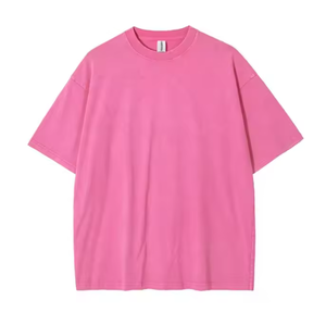 เสื้อยืดคอกลมแขนสั้นทรงโอเวอร์ไซส์สำหรับผู้ชาย ผ้าฝ้ายถัก 100% สีพื้น สไตล์ลำลอง ทรงปกติ - Product Image 6