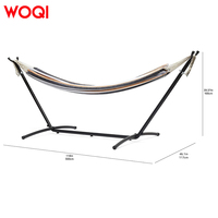 Hamac de camping portable en toile de coton WOQI avec support, sac de transport, mousquetons métalliques, cordes et sangles d'arbre pour la randonnée et les voyages