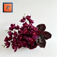 Boule de fleurs artificielles d'hortensia bordeaux foncé pour centre de table, pilier d'allée de mariage, en soie luxueuse et réaliste