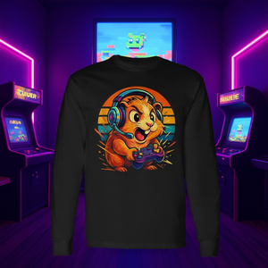 Camiseta de manga larga Guinea Pig Gamer con diseño de videojuegos, ropa unisex - Product Image 3