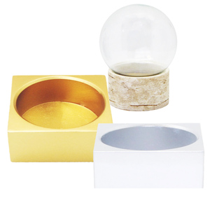 Bán Buôn DIY Tùy Chỉnh Lưu Niệm Thủy Tinh Rỗng Quả Cầu Tuyết Với Nhựa Cơ Sở, Rỗng <span class=keywords><strong>100Mm</strong></span> 120Mm 150Mm Vuông Vòng Nhựa Cơ Sở Cho DIY - Product Image 2