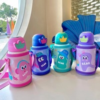 Tasses thermos sous vide à double paroi de 500ml pour garçons et filles bouteilles d'eau isolées en acier inoxydable avec paille/sangle