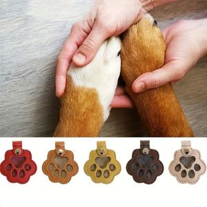 Memorial Pet Hair Keychain Paw-Shaped PU Leather Keepsake Pendant for Dog <b>Cat</b> Fur <b>Gift</b> for Pet Owners - Product Image 5