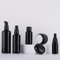 En stock vide noir 10ml 15ml 30ml 50ml 100ml 200ml épaule plate noir violet verre sérum huile flacon compte-gouttes