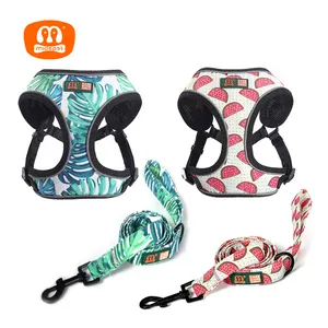 MIDEPET Custom Logo Adjustable No Pull Quilted Front Clip Low MOQ Dog Harness Set Wholesale Pet Personalized Printing RIBBONS