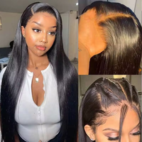 Cheveux humains indiens bruts de densité 180% Invisible 13X6 HD perruque frontale en dentelle droite Real HD perruques avant en dentelle pour les femmes noires