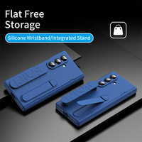 Étui de luxe avec support central articulé pour Samsung Fold 3 4 5 6 7 8 Ultra avec dragonne et protection d'écran en verre trempé