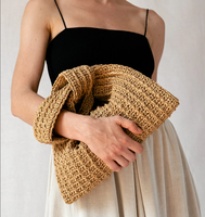 Sac Nœud en Raphia de Créateur, Sac d'Été, Pochette de Poignet en Paille, Sacs à Main en Raphia