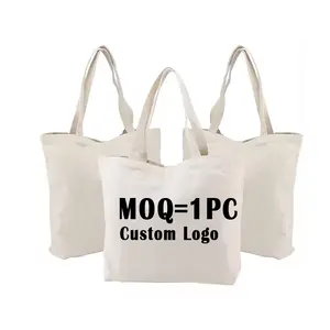 Recycled Customizable Logo Size Blank Plain Solid Color Thick Canvas Tote Bag For Women