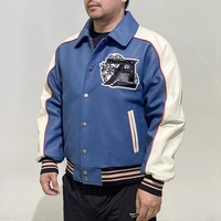Veste Universitaire en Cuir Véritable Brodé Haute Qualité Grande Taille Homme Automne Hiver Collection Européenne Classique