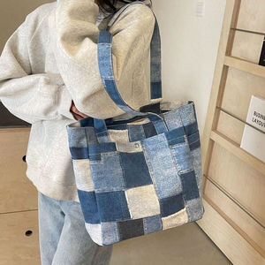 L'usine peut personnaliser des sacs à main en toile denim tendance pour femmes avec des sacs de shopping de grande capacité. - Product Image 4