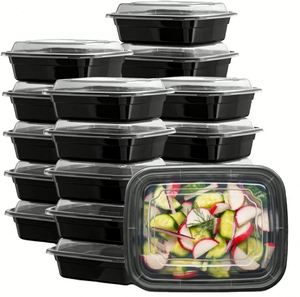 Conteneur de stockage rectangulaire en plastique durable de 12 oz, compatible micro-ondes, avec couvercle transparent anti-fuite, boîte alimentaire, vaisselle - Product Image 1