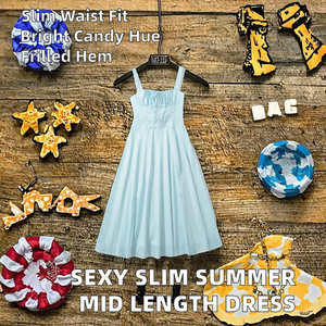 Vestido Midi de Gasa para Mujer, Verano, Estilo Casual, Cuello Redondo, Transpirable, Corte Regular, con Logotipo Frontal - Product Image 2