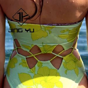 Maillot de bain une pièce en nylon recyclé personnalisé, imprimé bohème, de haute qualité, avec bretelles latérales, OEM - Product Image 1