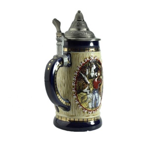 Mug à <span class=keywords><strong>bière</strong></span> en céramique personnalisé avec couvercle en métal, poignée, capacité <span class=keywords><strong>de</strong></span> 1 L, isolation thermique 0-6 heures, écologique, style moderne - Product Image 2