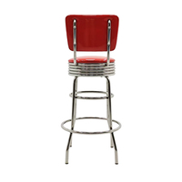 Tabouret de bar commercial et domestique de style américain moderne en cuir et métal rouge rond