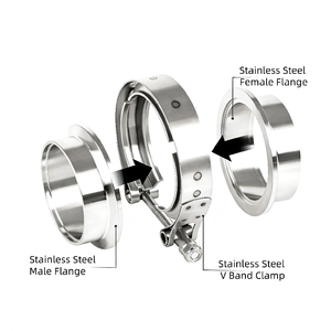 Collier de serrage <span class=keywords><strong>V</strong></span>-<span class=keywords><strong>Band</strong></span> 51 mm (2 pouces) en acier inoxydable 304, connecteur standard, pièces de rechange pour système d'échappement haute performance, prix usine, haute qualité - Product Image 4