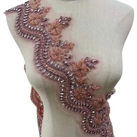 Applique de dentelle de luxe brodée de cristaux et de strass à coudre pour robe de mariée et tenue de mariée