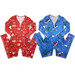 2023 Wholesale christmas rompers women fashion long sleeve printing christmas onesie pajamas sexy women christmas onsie