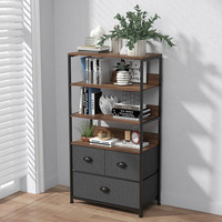 Étagère à livres moderne en chêne noir avec armoire de rangement, bibliothèque polyvalente pour la maison, le bureau et le salon