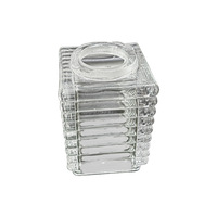 Lampe de jardin avec abat-jour carré en verre transparent rayé, accessoire d'éclairage en verre soufflé à la machine, verre cristallin, indice de protection IP20