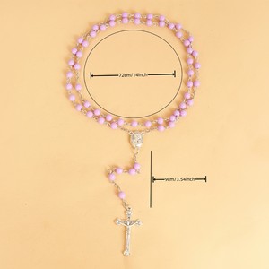 Collier personnalisé avec croix de Jésus, chapelet catholique en acrylique perlé, cadeau religieux <span class=keywords><strong>pour</strong></span> la <span class=keywords><strong>prière</strong></span>, bijoux - Product Image 6