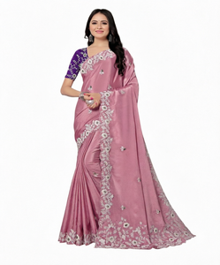Hafizah BA5187 Robe élégante en soie à blocs de couleur asymétriques, à séchage rapide, avec pompons en strass, ABAYA pour l'Inde et le Pakistan - Product Image 1
